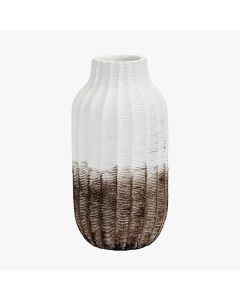 Amalia Charcoal and White Stoneware Textured Vase