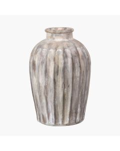 Ambrosia Natural Grooved Stoneware Vase