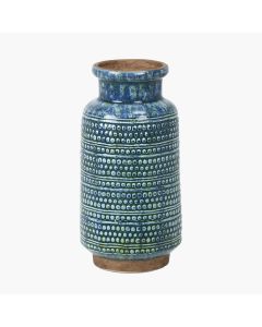 Theano Dot Design Blue Glaze Vase