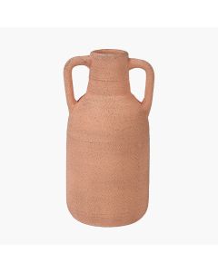Natural Textured Terracotta Decorative Vase with Handles Large