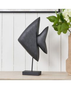 Black Handcarved Mango Wood Altum Angelfish Ornament