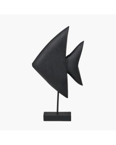 Black Handcarved Mango Wood Altum Angelfish Ornament