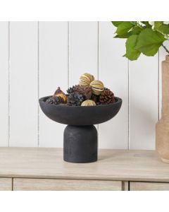 Black Handcarved Mango Wood Bowl with Raised Base