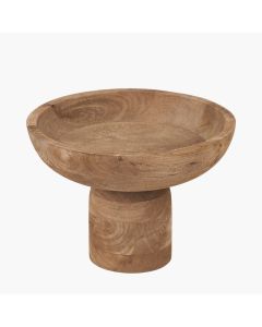 Natural Handcarved Mango Wood Bowl with Raised Base