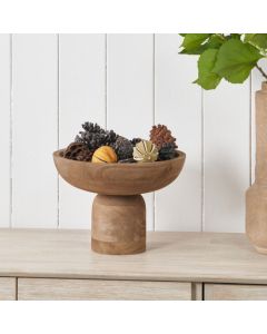 Natural Handcarved Mango Wood Bowl with Raised Base