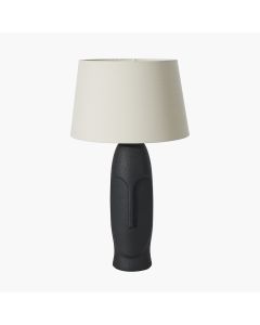Rushmore Black Textured Ceramic Table Lamp With Face Detail