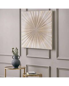 Light Grey and Gold Metal Starburst Wall Art