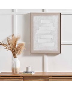 White and Natural Textured Canvas with Natural Frame