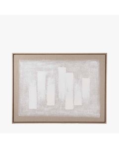White and Natural Textured Canvas with Natural Frame