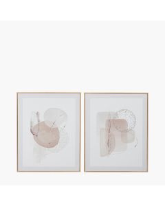 S/2 Natural Abstract Canvases with Natural Frame