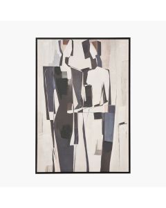 Monochrome Abstract People Canvas with Black Frame