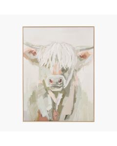 Highland Cow Canvas, Sage and Naturals with Natural Frame
