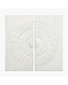 Set of 2 Antique White Moulded Metal Circle Wall Art