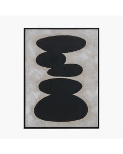 Black and Natural Stone Design Canvas Wall Art with Black Frame