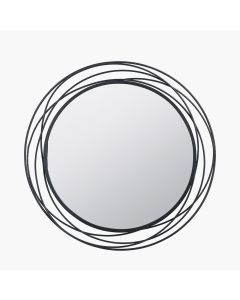 Black Metal Swirl Round Wall Mirror