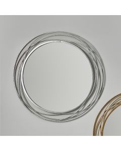 Antique Silver Metal Swirl Round Wall Mirror