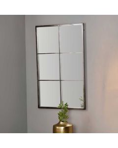 Dark Grey Metal 6 Section Rectangular Wall Mirror