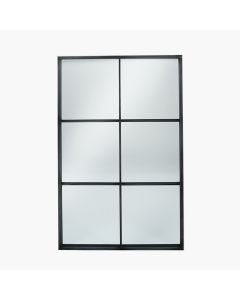 Dark Grey Metal 6 Section Rectangular Wall Mirror