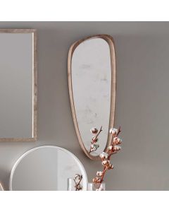 Natural Wood Veneer Teardrop Shaped Wall Mirror