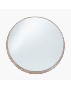 Natural Wood Veneer Deep Edge Round Wall Mirror Large