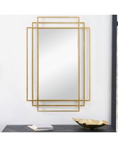 Gold Metal Art Deco Rectangular Wall Mirror