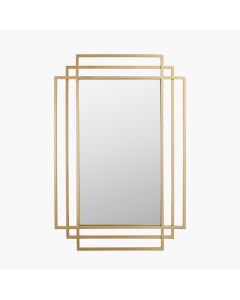 Gold Metal Art Deco Rectangular Wall Mirror