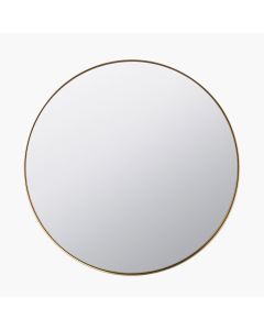 Brushed Gold Metal Slim Frame Round Wall Mirror Large
