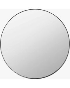 Brushed Silver Metal Slim Frame Round Wall Mirror Small