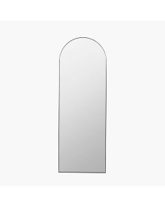 Brushed Silver Metal Slim Frame Arch Floor Mirror