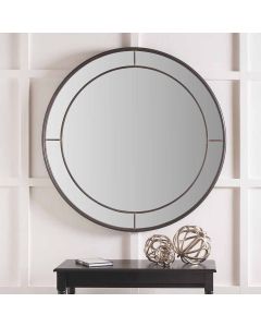 Antique Bronze Metal Round Wall Mirror Large