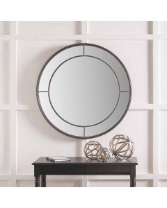Antique Bronze Metal Round Wall Mirror