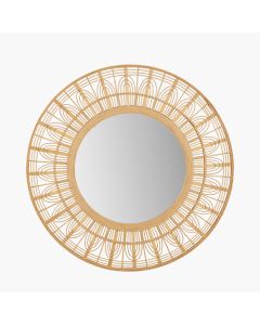 Natural Bamboo Frame Round Wall Mirror