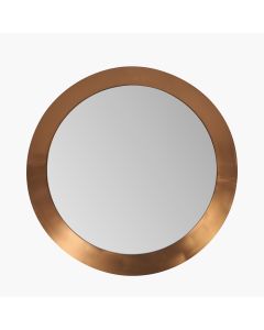 Burnished Gold Metal Angled Frame Round Mirror Large