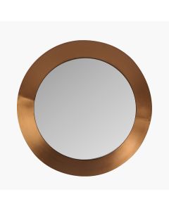 Burnished Gold Metal Angled Frame Round Mirror