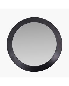 Graphite Metal Angled Frame Round Mirror Large