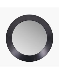 Graphite Metal Angled Frame Round Mirror