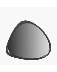 Black Wood Veneer Curved Wall Mirror