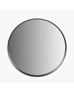 Black Wood Veneer Deep Edge Round Wall Mirror Large