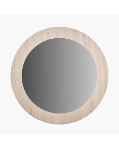 Tivoli Travertine Effect Veneer Round Wall Mirror