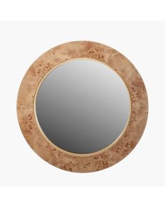 Newborough Burr Wood Effect Round Wall Mirror