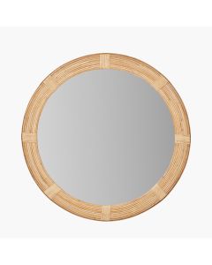 Natural Rattan Frame Round Wall Mirror