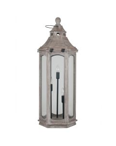 Adaline Antique Wood Grey Floor Lamp Lantern