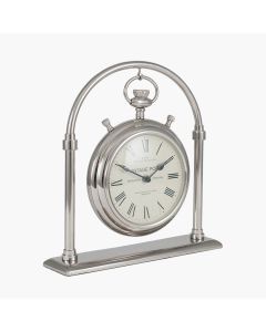 Silver Metal and Glass Carriage Clock