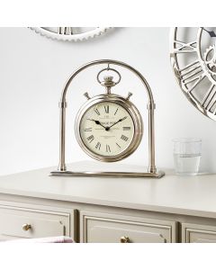 Silver Metal and Glass Carriage Clock