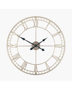 Antique Gold Metal Round Wall Clock Large