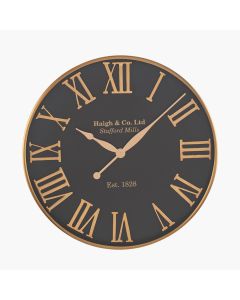 Antique Gold and Black Metal Wall Clock