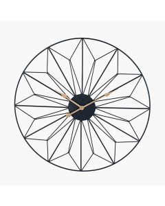 Black Metal Geo Design Round Wall Clock