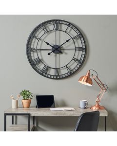 Black Metal Round Wall Clock Large