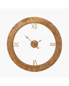 Newborough Burr Wood Effect Round Wall Clock