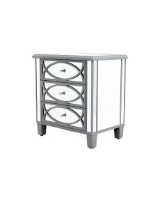 Paloma Collection Mirrored Three Drawer Bedside
